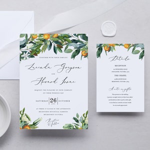 Editable Wedding Invitation Set Template, Minimal, White, Simple, INSTANT DOWNLOAD, Printable Invite, Details Card, Templett INSW001