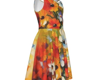 Kid's Sleeveless Vest Dress Bright Floral