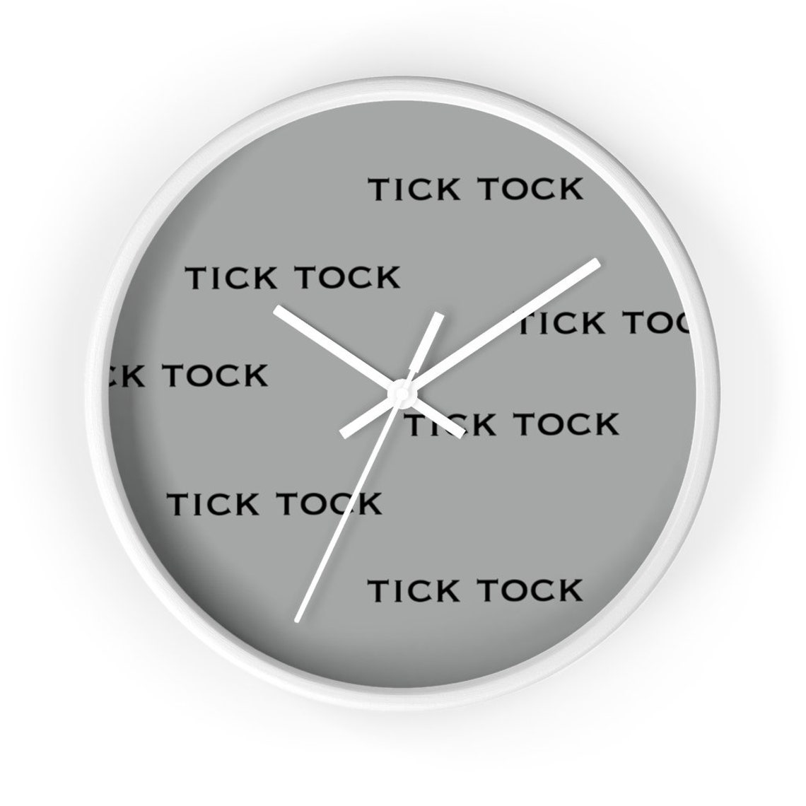 Wall Clock Tick Tock Design Grey White Black Circle Etsy UK
