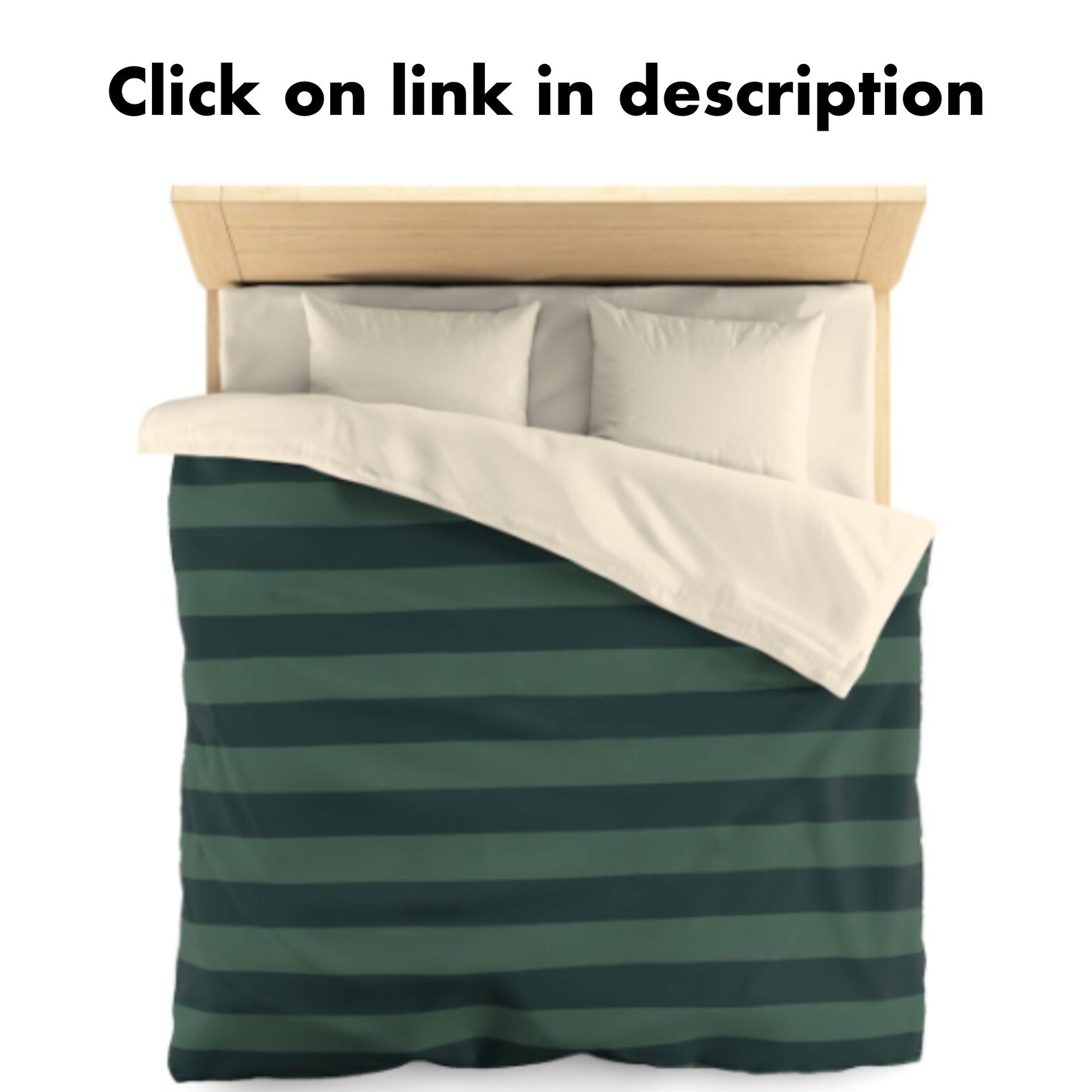 Pillow Sham Set Striped Design Standard Size King Size Green Cream Etsy