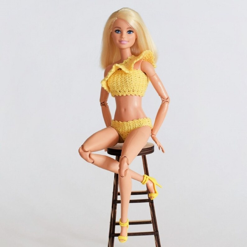 Crochet swimsuit doll pattern 1940 swimsuit Barbie butterfly crochet top pattern barbie doll clothes