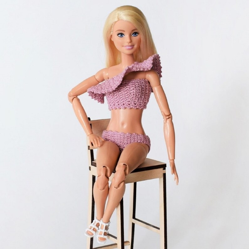 Crochet swimsuit doll pattern 1940 swimsuit Barbie butterfly crochet top pattern barbie doll clothes
