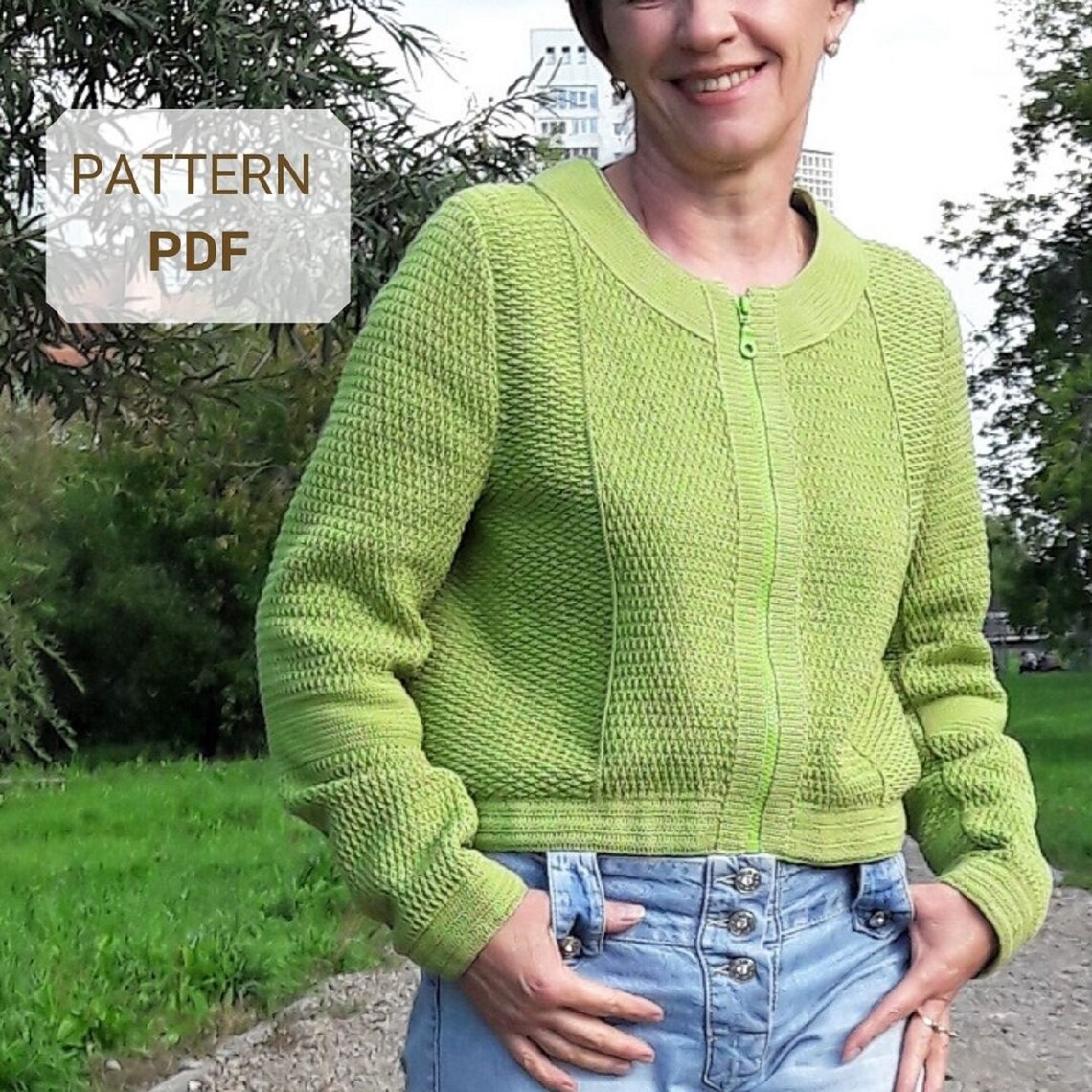 Crochet bomber jacket woman pattern / crochet chunky cardigan Etsy