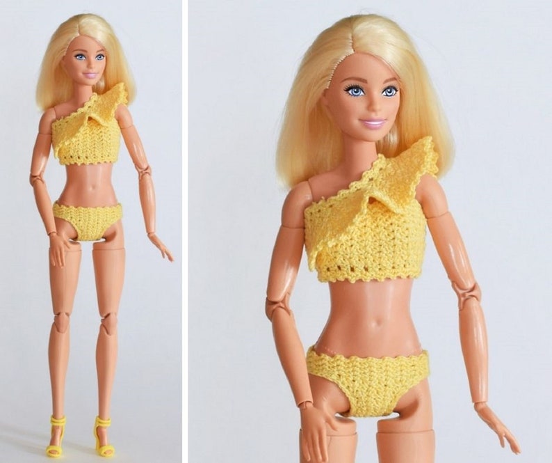 Crochet swimsuit doll pattern 1940 swimsuit Barbie butterfly crochet top pattern barbie doll clothes