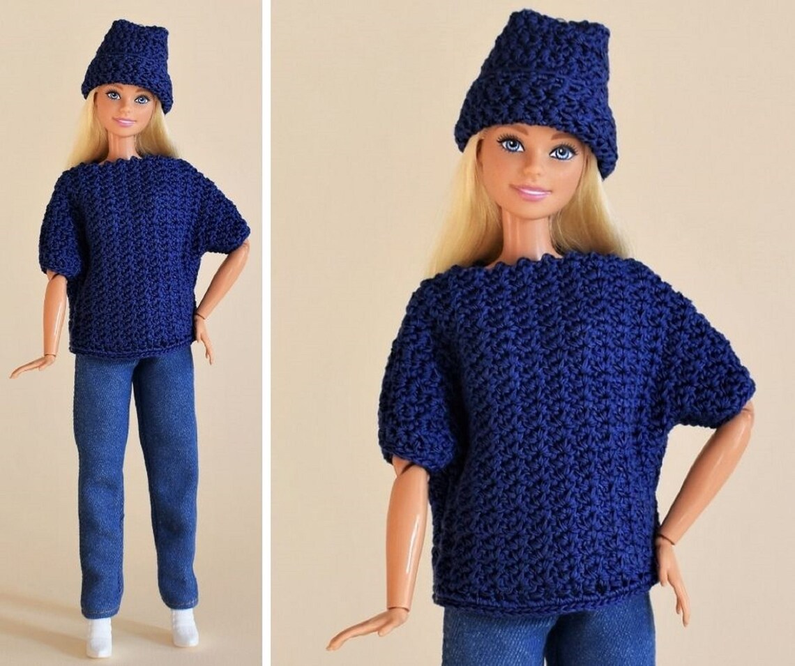 Crochet sweater doll pattern pdf / chunky sweater Barbie Etsy