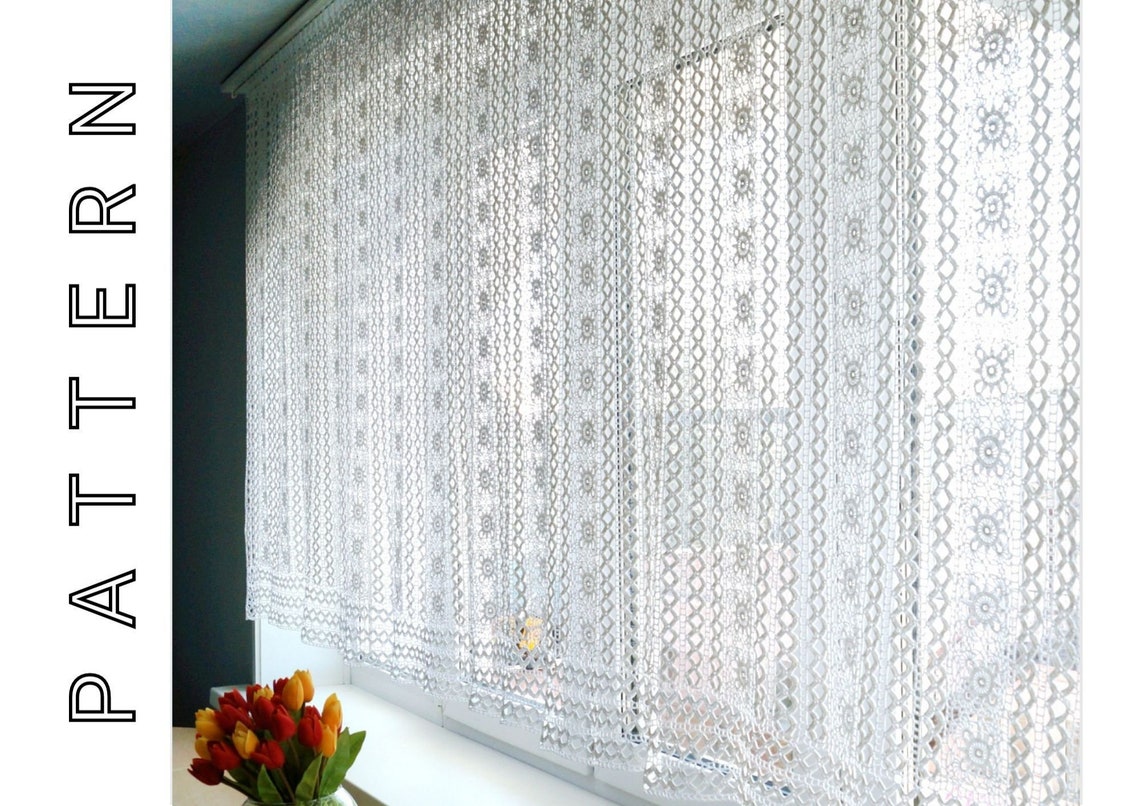 Crochet lace curtain pattern pdf / vintage kitchen curtain / Etsy