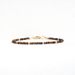 Tiger's Eye Bracelet Woman, Dainty, Gold Filled, Sterling Silver,