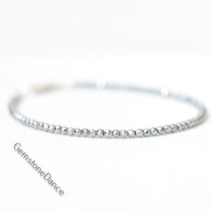 Silver Hematite Bracelet for Women, Sterling Silver