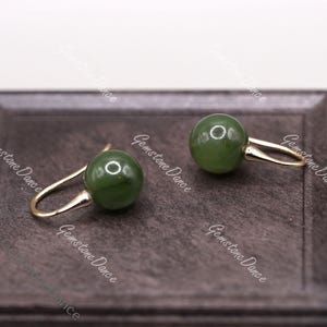 Nephrite Jade Ball Earrings Gold Vermeil