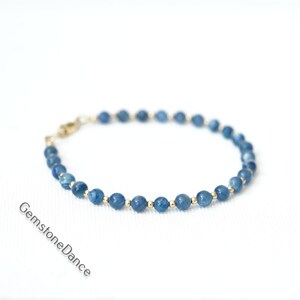 Blue Kyanite Bracelet for Women, Gold Filled, Sterling Silver