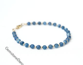 Blaues Kyanit Armband für Frauen, Gold Filled, Sterling Silber