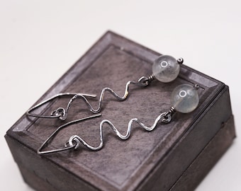 Long Labradorite Sterling Silver Dangle Earrings