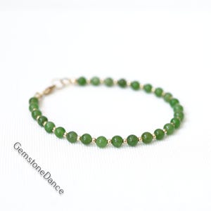 Bracciale in giada canadese naturale, argento sterling, riempito d&#39;oro