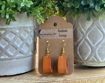 Handmade genuine leather loop earrings