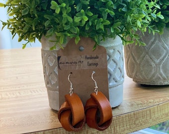 Handmade Leather Knot Earrings