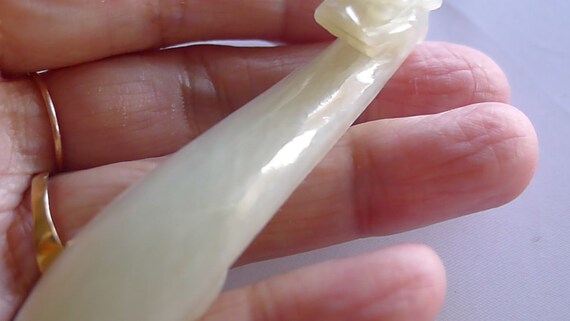 Antique Chinese Carved Nephrite Hetian White Jade… - image 9