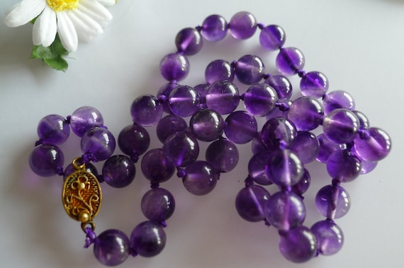 Vintage Genuine Amethyst Beads necklace Chinese A