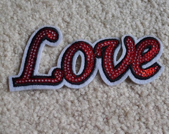 A Embroidered Shiny sequins LOVE  Badge Stickers  Patch. Free shipping