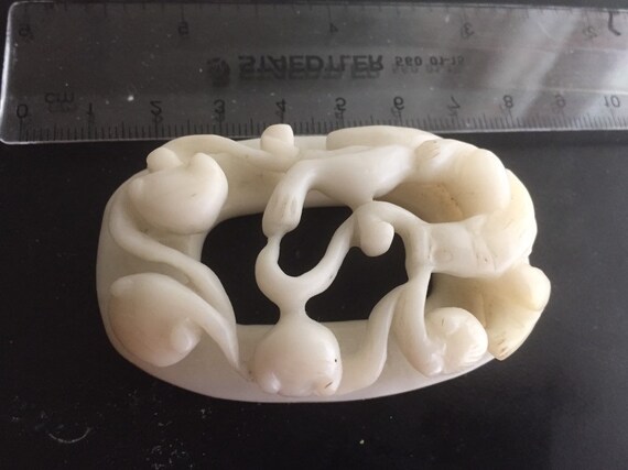 Vintage Chinese Large White Jade Craved Dragon Pen