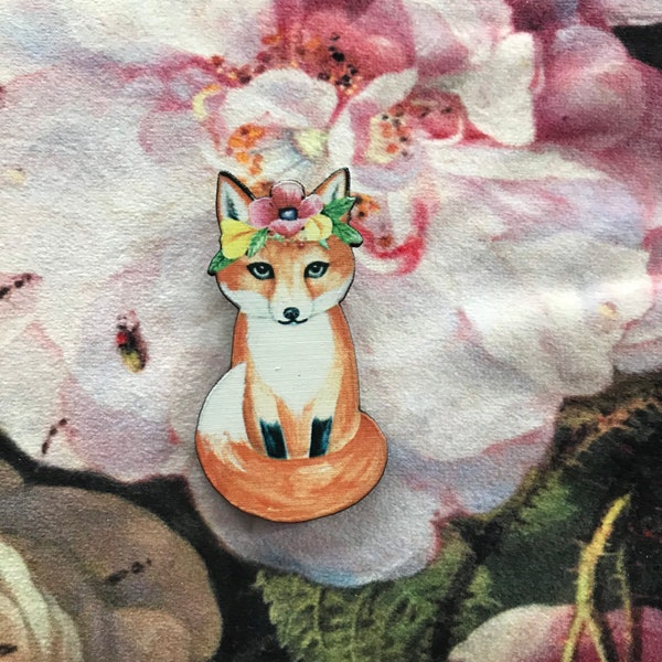 Fuchs Holz Brosche/ Brooch/ Fox