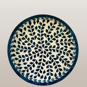 Bone Inlay Decorative Tray – Handmade Floral Inlay Serving Tray | Boho Home Decor | Indian Craft