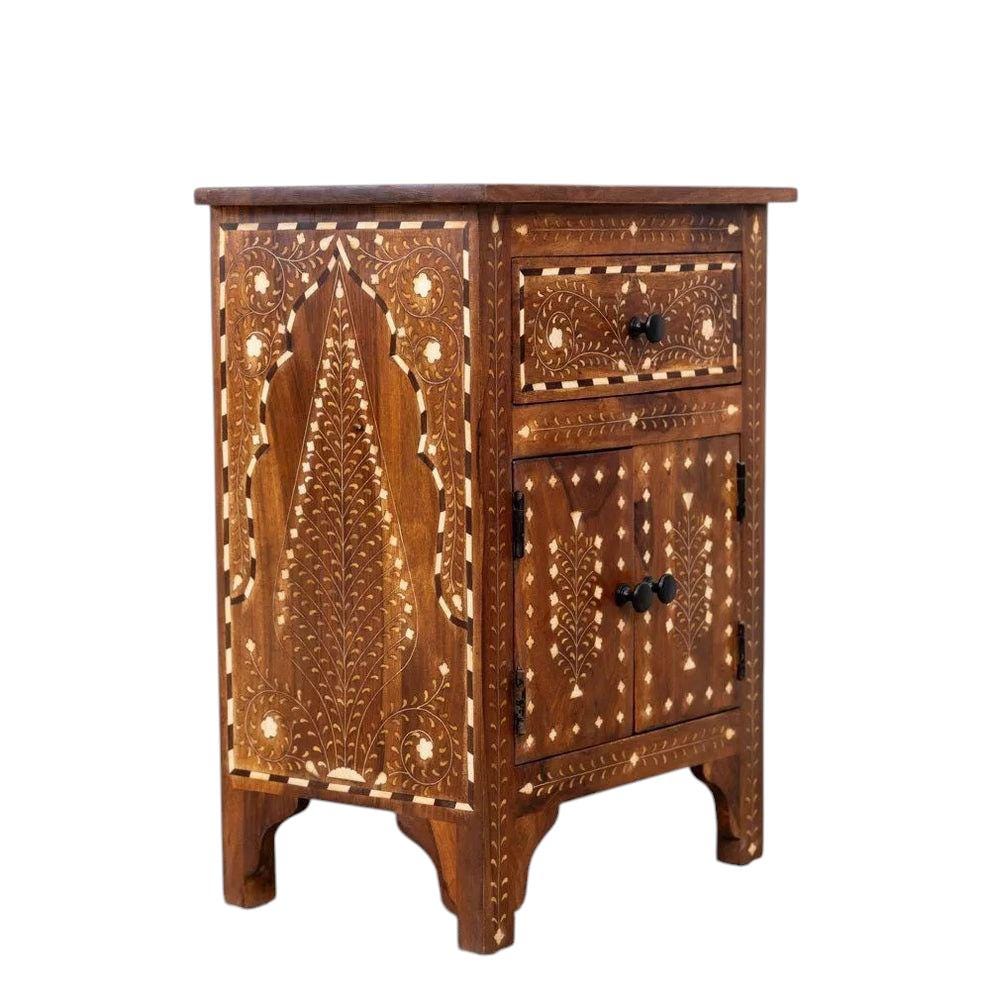 Handmade Inlay Side Table – Handmade Floral Inlay End Table | Boho ...