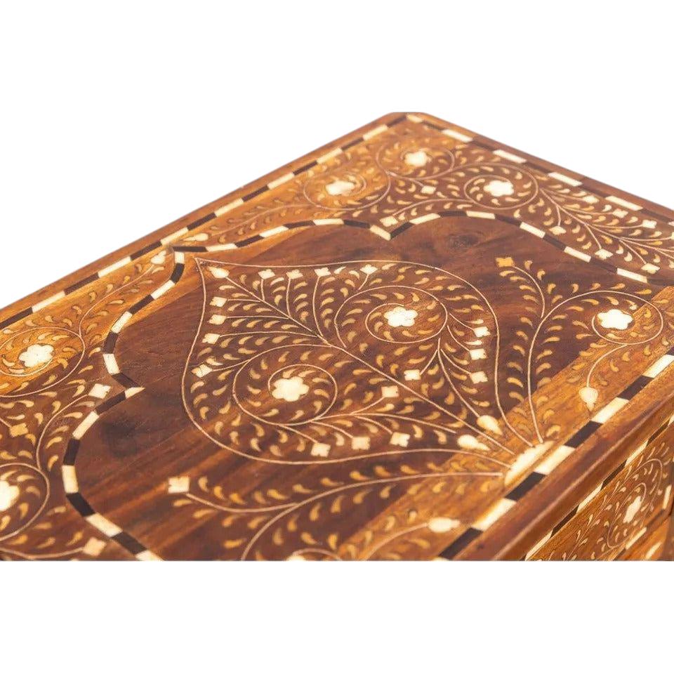 Handmade Inlay Side Table – Handmade Floral Inlay End Table | Boho ...
