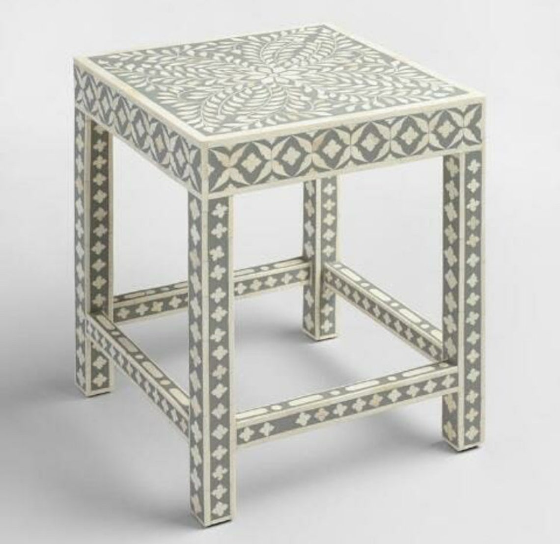 Handmade Inlay Side Table – Handmade Floral Inlay End Table | Boho ...