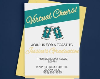 Virtual Cheers Mobile Graduation Party Invitation | Customizable Digital Download