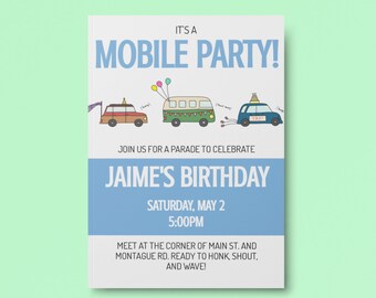 Birthday Parade Mobile Party Invitation | Customizable Digital Download