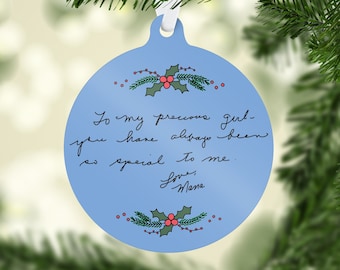 Custom Handwriting Recreation Christmas Ornament