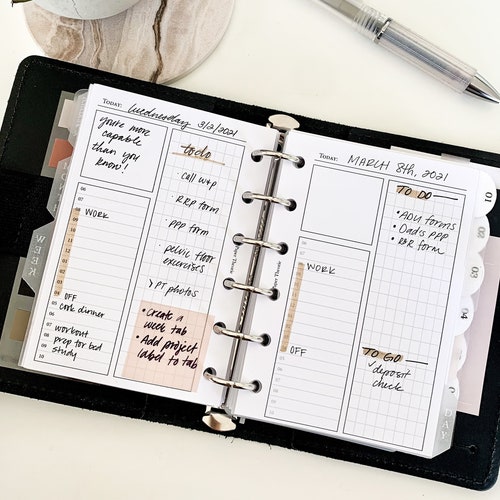 Printed Pocket Size Day on One Page Planner Inserts 30 Etsy