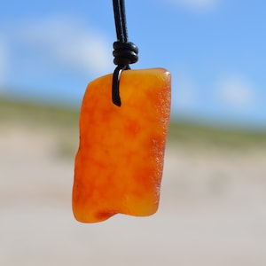 Baltic Amber Jewelry/ Large Amber Pendant/ Amber Amulet for Men/ Bernstein Kette Man/ Gift Idea for Men