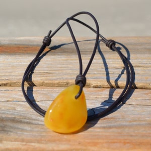 Amber Pendant Amulet/ Genuine Baltic Amber Stone/ Bernstein Kette Man/ Gift idea for Men or Women