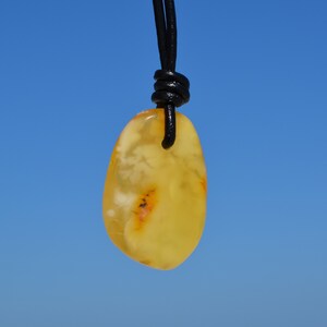 Baltic amber amulet, honey yelow amber pendant, gift idea for men or women