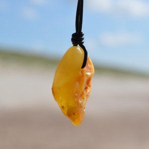 raw amber pendant, honey Baltic amber stone, gift idea for men or women