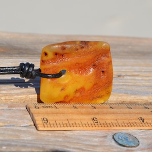 Extra Large Amber Pendant/ Baltic Amber Stone Amulet/Bernstein Kette Man/ Gift Idea for Men or Women