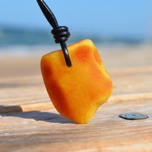 Amber Pendant/ Raw Baltic Amber stone/ Clear Amber Amulet/ Bernstein Kette/Pendant for Women or Men