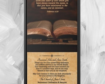 Pastor And Wife Appreciation Thank You Gift, Christian Wall Art For Ministry Retirement From Church, Religious Framed Canvas Home Decor