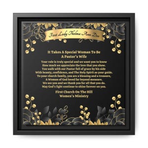 Custom Pastor's Wife Gift Plaque For Appreciation or Anniversary Framed Canvas Wrap, Thank You Poem From Church Wall Hanging - Special Woman 10″ x 10″ / 1.25"