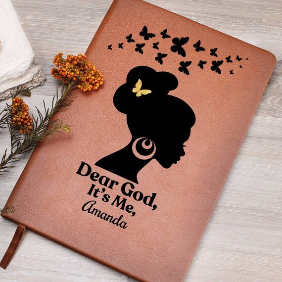 Personalized Prayer Journal For Women, Dear God Its Me Custom Christian Faith Bible Study Notebook, Vegan Leather Church Sermon Notes Book