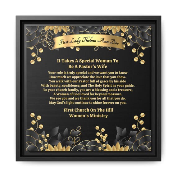 Custom Pastor's Wife Gift Plaque For Appreciation or Anniversary Framed Canvas Wrap, Thank You Poem From Church Wall Hanging - Special Woman