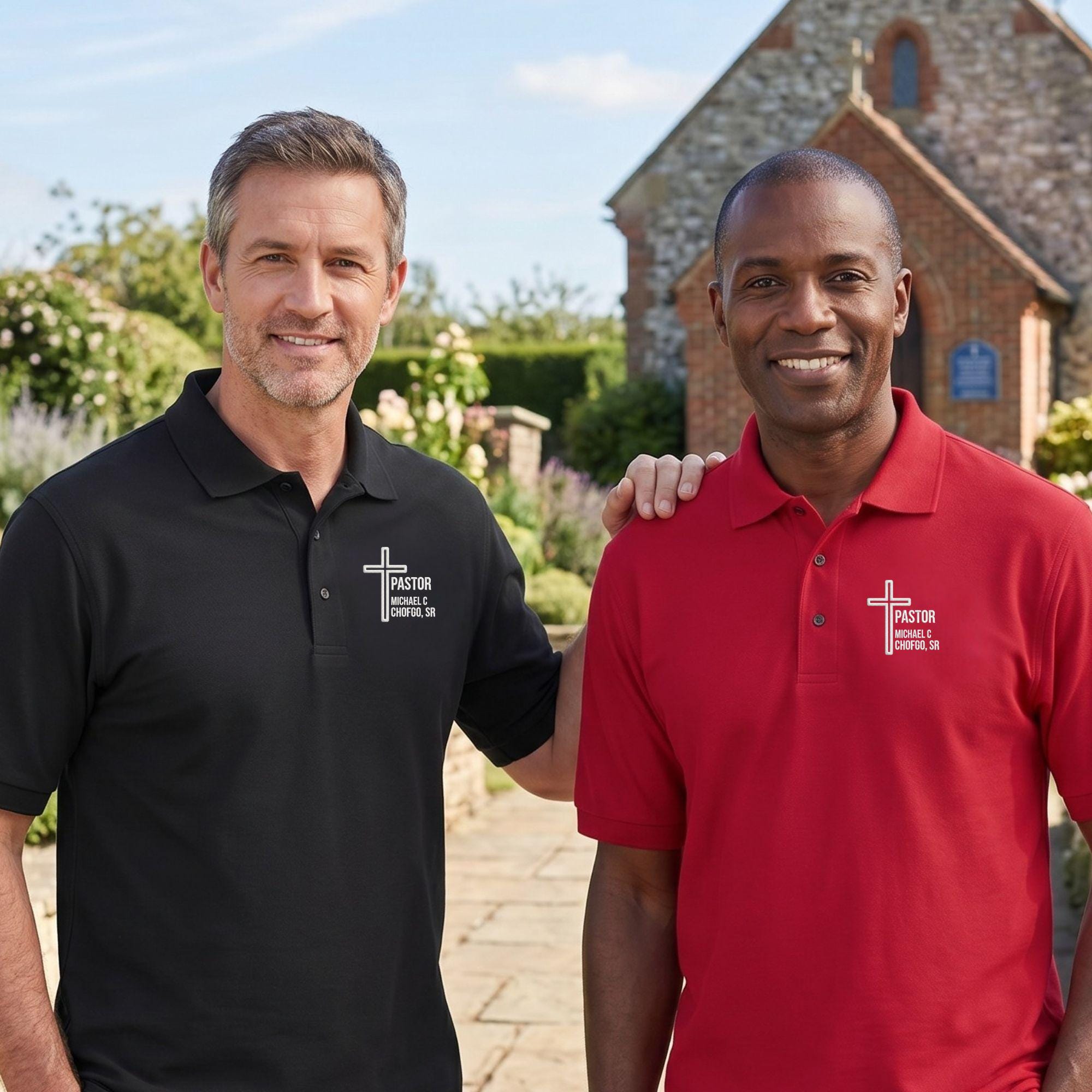 Pastor Color Custom Pastor Embroidered Polo Shirt With Cross for Men and Women ...
