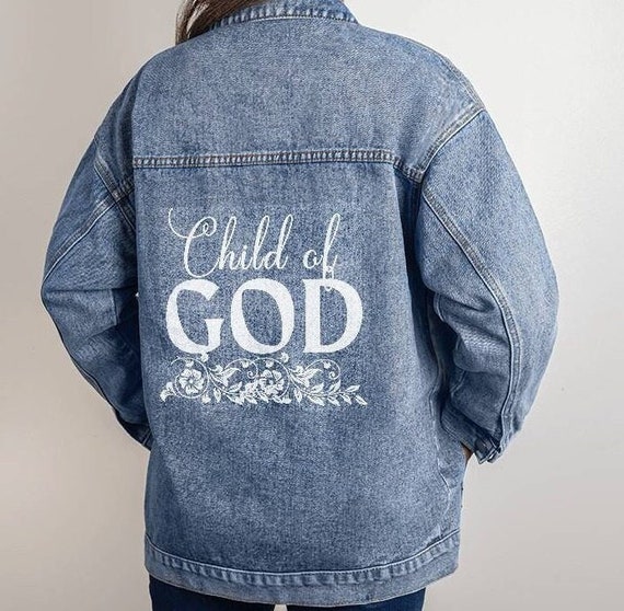 Child of God Oversized Blue Jean Jacket for Mother's Day