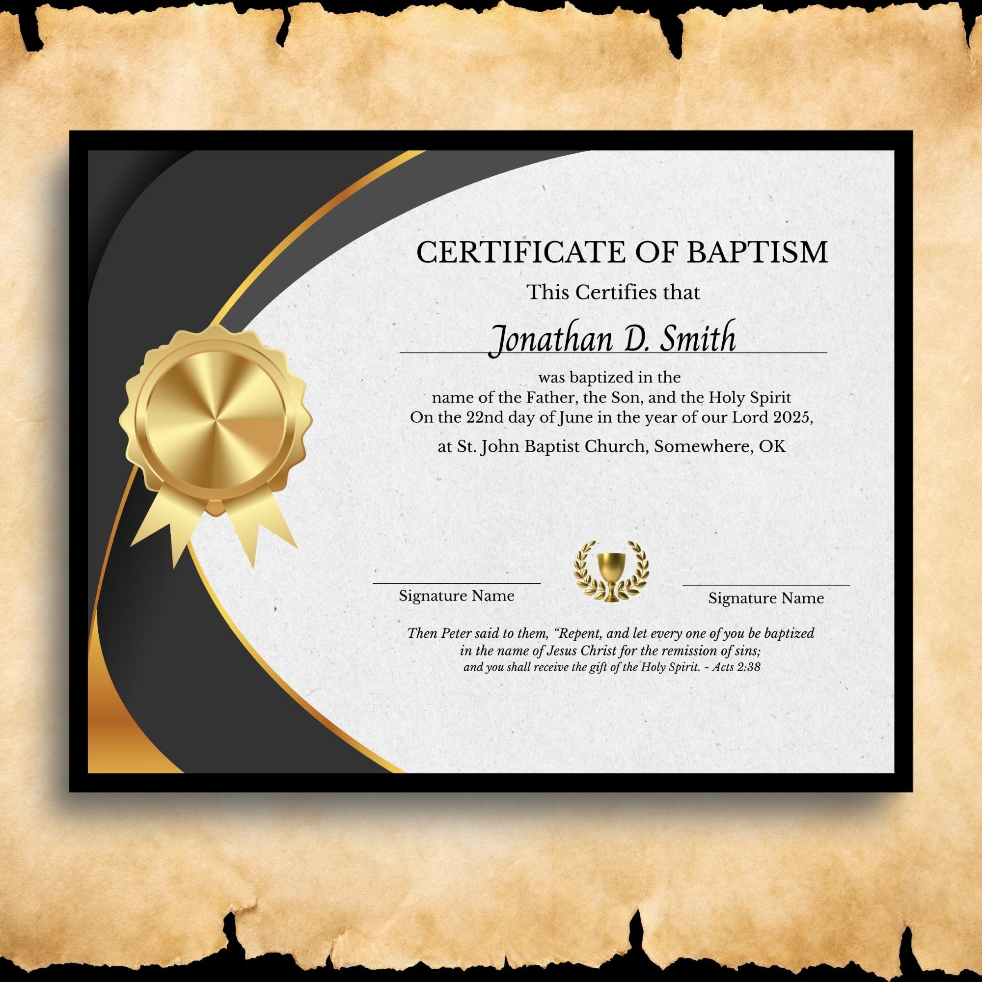 Free Personalized Baptism Certificate Template to Edit Online, image size:2000x2000