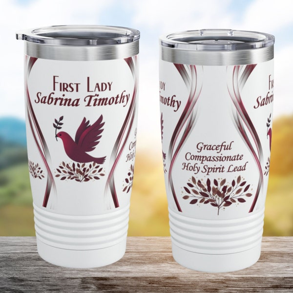 Personalized Pastor's Wife 20oz Ringneck Tumbler, Customized With Name Of First Lady, Birthday, Church Appreciation, Or Thank You Gift Mug