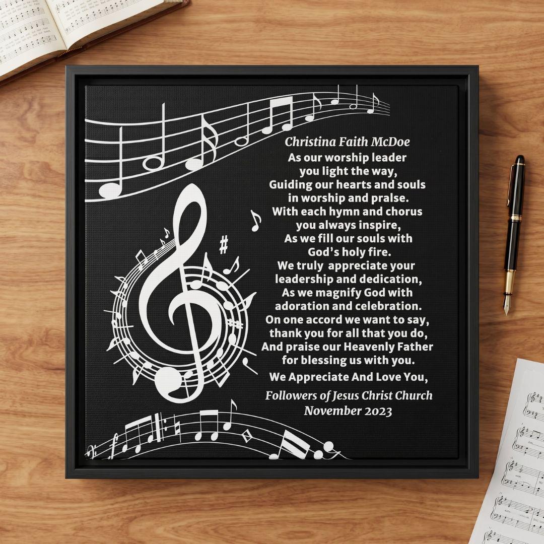 Worship Leader Appreciation Poem - Musical Notes and Clef Note