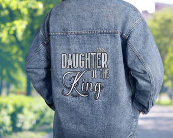 Veste en jean bleu fille du roi pour femme chrétienne | Vêtements chrétiens pour mère fille, soeur et disciples du Christ