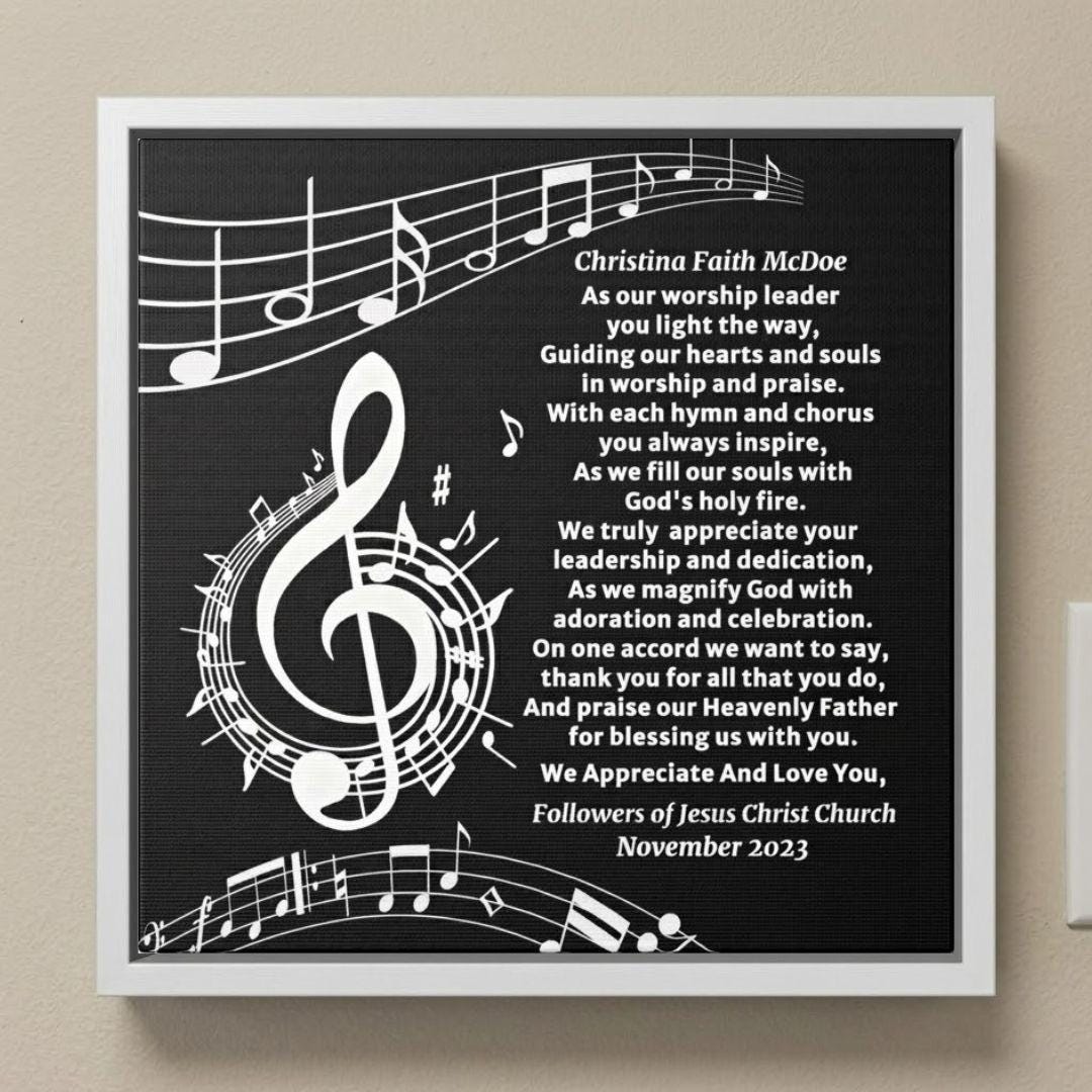 Worship Leader Appreciation Poem - Musical Notes and Clef Note