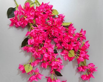 Flor de buganvilla de primavera rosa Artificial de 47 "de largo/rama de flor de buganvilla de seda/capullo de flor para decoraciones de fiesta de boda